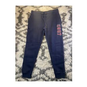 Aéropostale Men's Navy Blue Jogger Pants Sz M 1987 Elastic Waist Pockets Fleece
